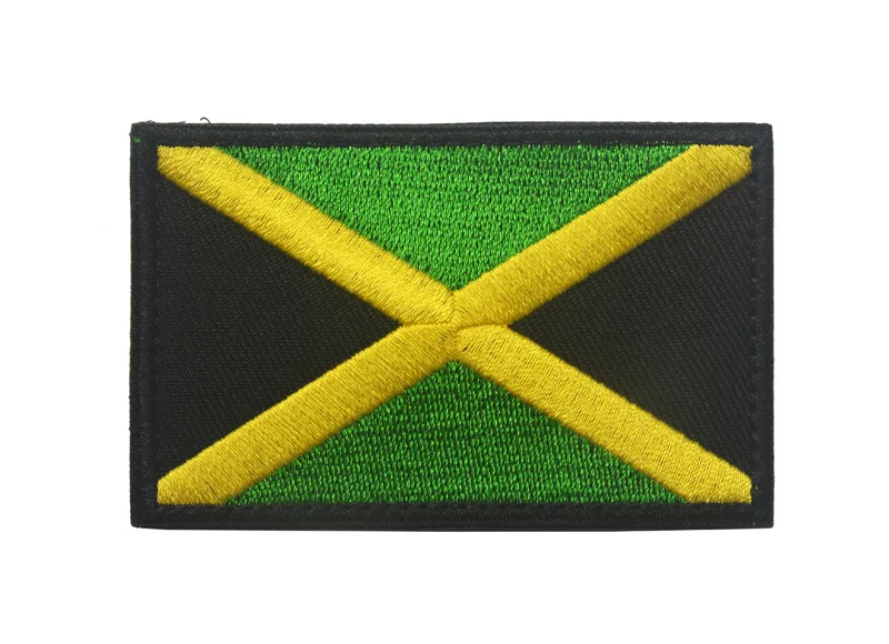 

Jamaica Flag Embroidered Emblem Rasta Jamaican Rastafarian National Patch Morale Tactical Patch Hook Loop Badge Patches