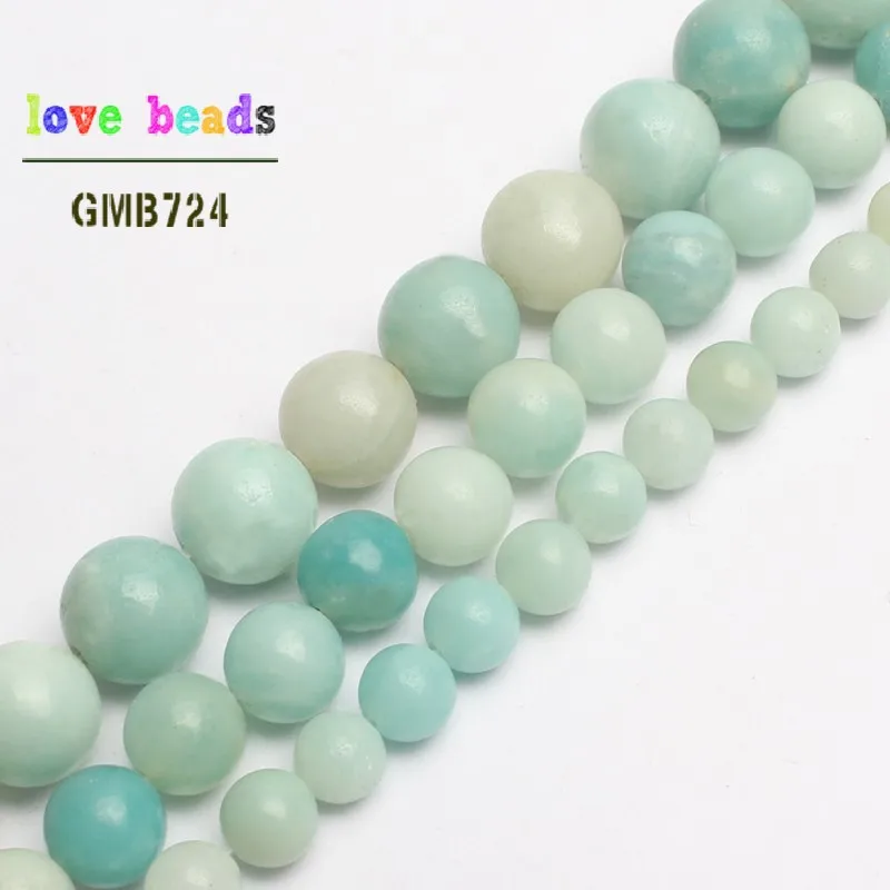 

Pick Size 4.6.8 .10MM Natural Amazonite Stone Round Loose Beads 15"/Strand For Jewelry Making-F00195