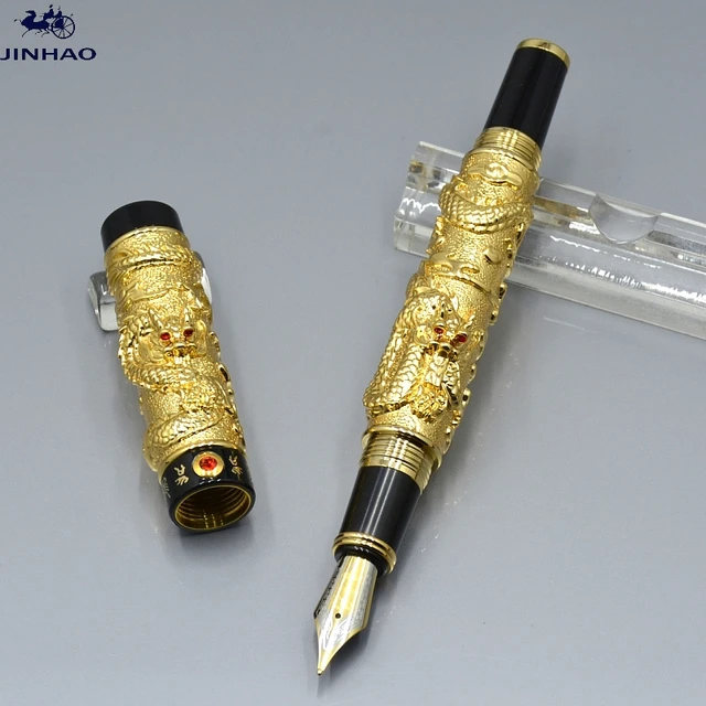 Jinhao Gold Dragon Fountain Pen Executive Office Stationery Jinhao Gold Dragon Fountain Pen Executive Office Stationery Supplies Luxury Brand Writing Ink Gift Pens For