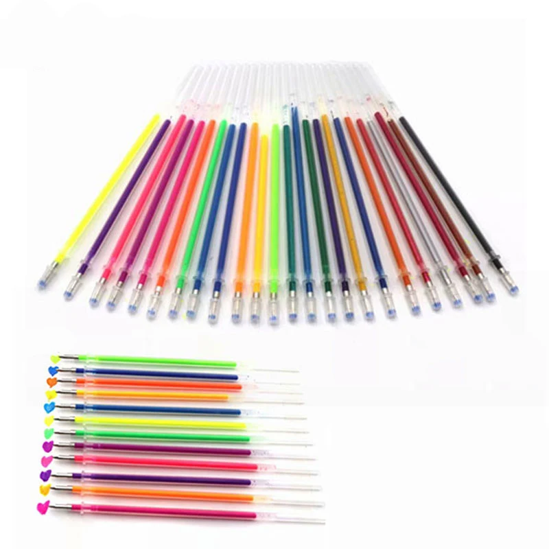 

12/24/36 Color Gel Pen Refills Set Glitter Multi Colored Neutral Pen Accessories Gel Pen Refill Rod for Handle School Stationery