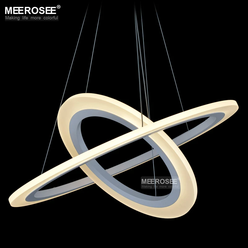 

Hot sale 2 Rings LED Pendant Light Fixture White Acrylic Lustres Hanging Lamp for Dining room Suspension Home Lighting
