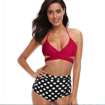 

Female Swimsuits Women Swimwear Push Up Bikini 2020 Mujer Fused Women's Swimsuit Cross Bandage Sexy Halter Bikinis Bathing Suit