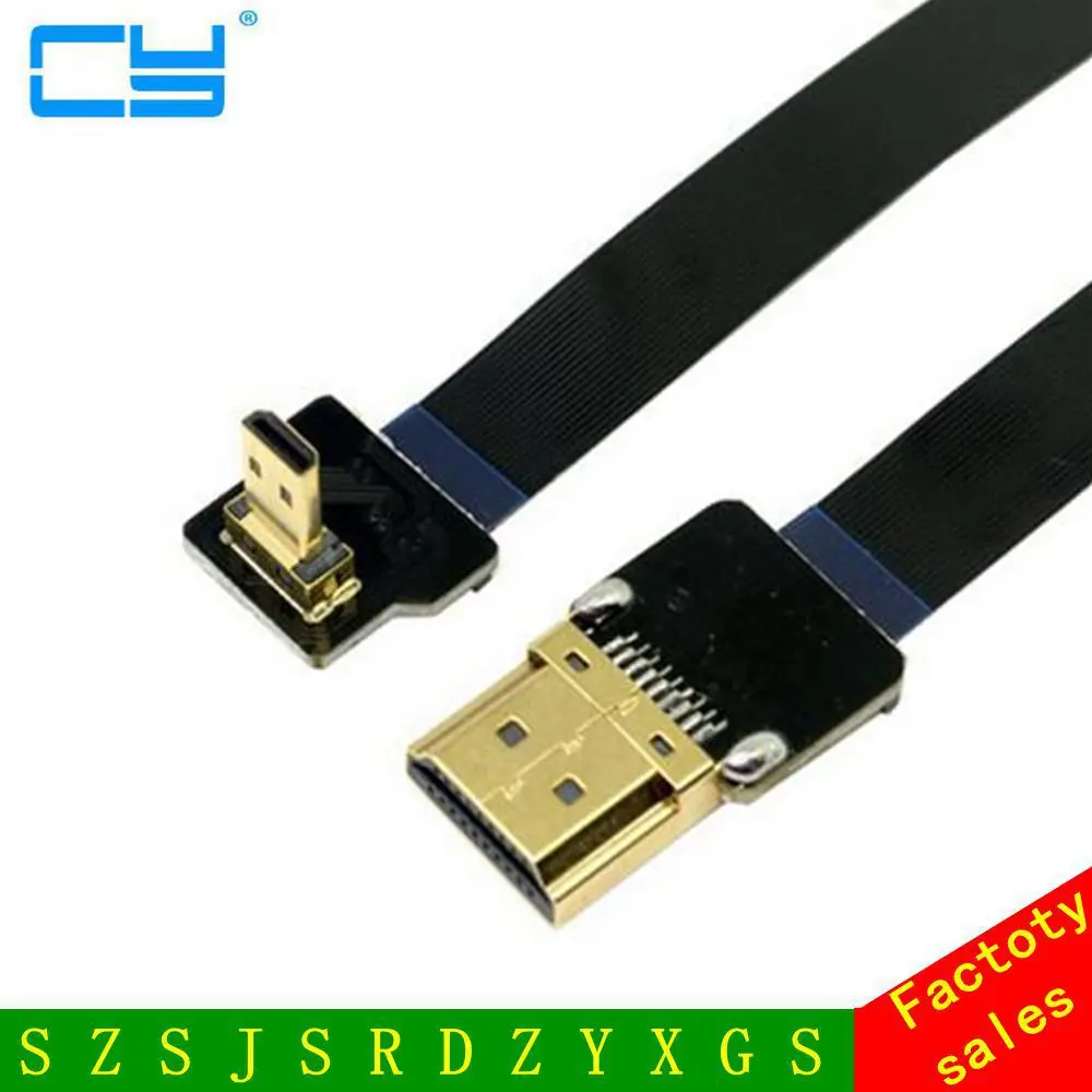 Плоский кабель 0 1 м под углом 90 градусов FPV Micro HDMI штекер FPC плоский 50 см для