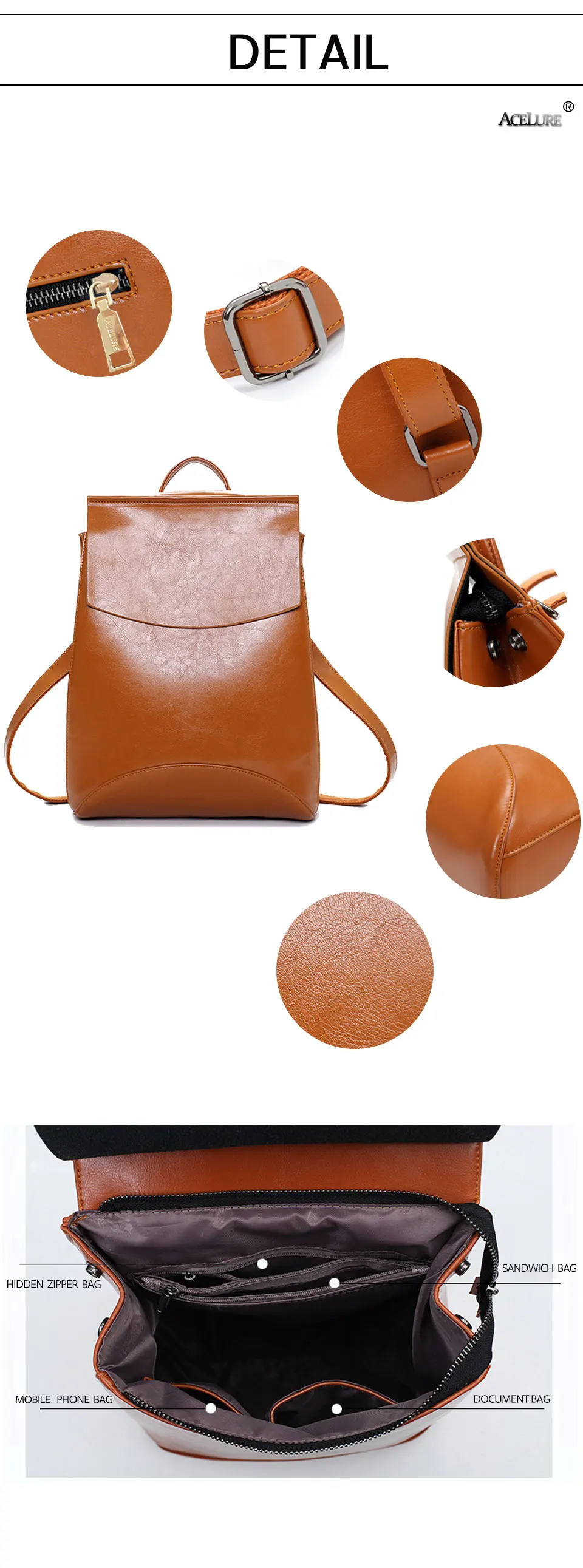 Бренд ACELURE, женские рюкзаки из масляной кожи, школьная сумка на плечо для студентов, рюкзак для девочек-подростков, женский рюкзак для путешествий
