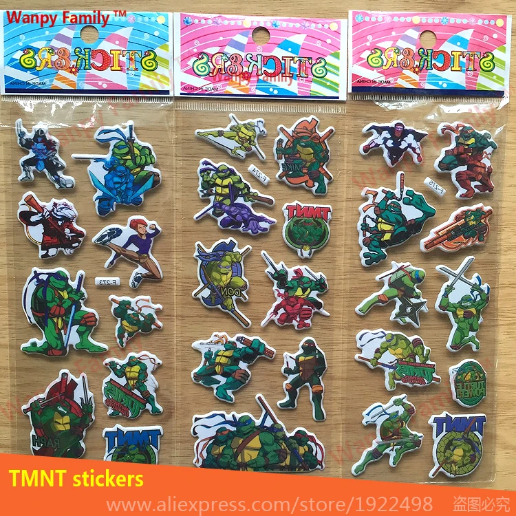 

6 Pcs/Set Teenage Mutant Ninja Turtles wall stickers Superhero characters DIY Mini Stickers for Kids gift Decoration Stickers