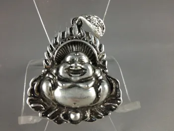 

Free shipping Tibet Handmade Silver Dragon Statue of Buddha Pendant