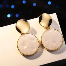 17 км серьги женские серьги золото 3 дизайн золотистого цвета акриловый серьги для Для женщин винтажный геометрический круглые серьги с подвесками в виде сердечек себе ювелирные изделия Серьги сережки