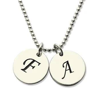 

Personalized 925 Silver Pendant Necklace Engrave the First Letter of Two Names Custom Initials Necklace Jewelry#SS35