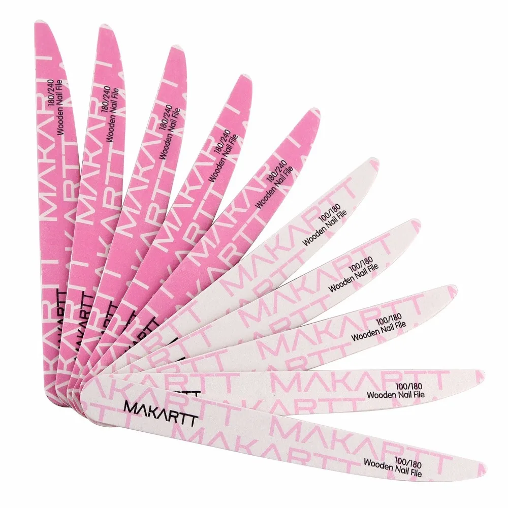 Professional Nail File 100/180 180/240 Grit Wooden Two Sided Washable