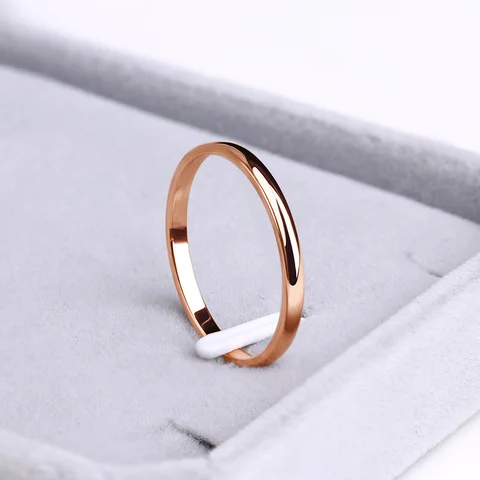 Stainless Steel Rings Rose Gold Anti-allergy Smooth Simple Wedding Couples Rings Bijouterie
