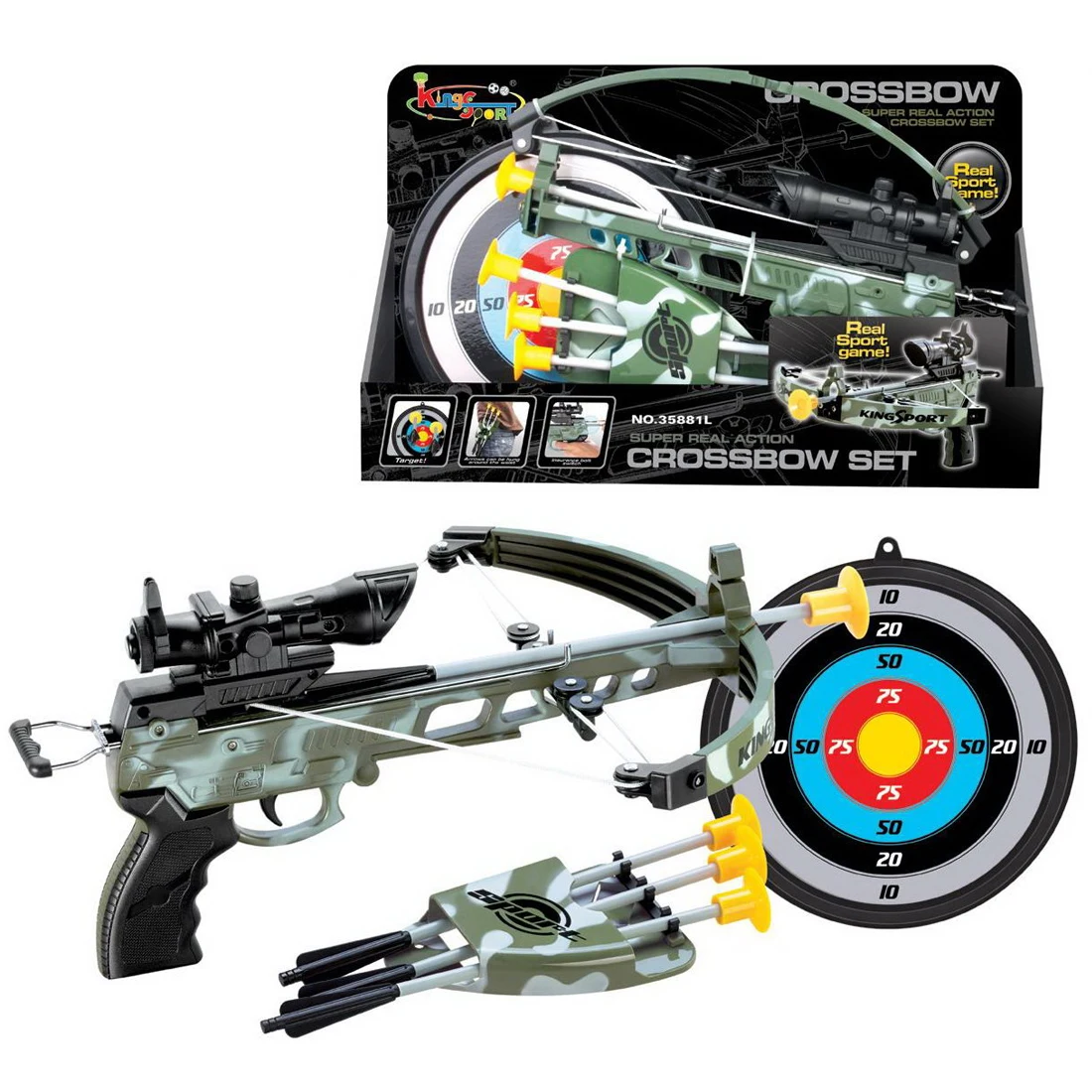 

Children Bow Crossbow Outdoor Sport Toys Set Learning Educational Toys For Children- Simulation Camouflage