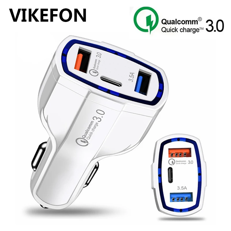 Автомобильное зарядное устройство USB Quick Charge 3,0 для iPhone X samsung S10 Xiaomi Mi 9, автомобильное зарядное устройство для быстрой зарядки QC 3,0, автомобильное зарядное устройство