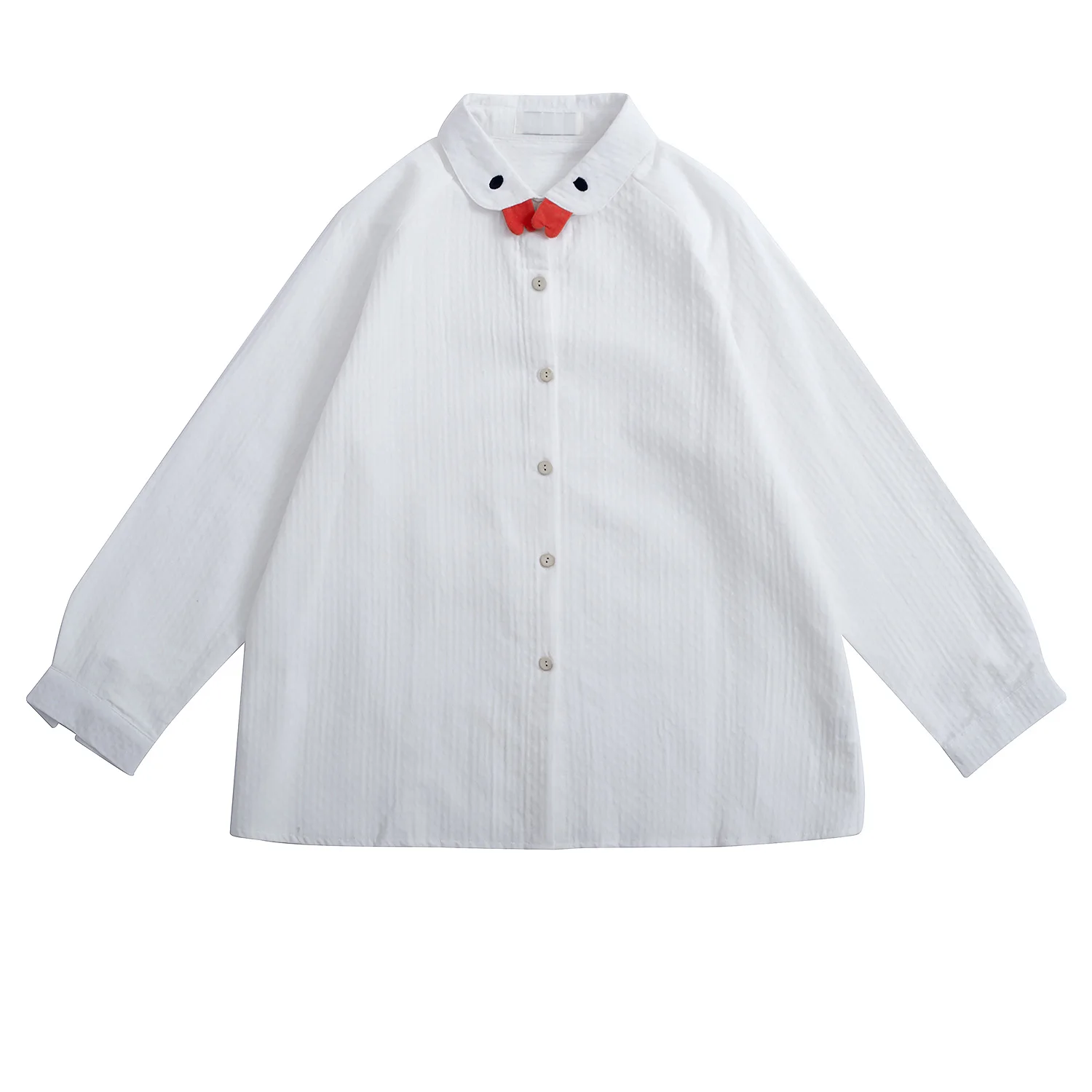 Korean Fashion Women Blouse Sweet Collar Long Sleeve Waffle Cotton Ladies Shirt Tops White Spring Autumn New Design Loose |
