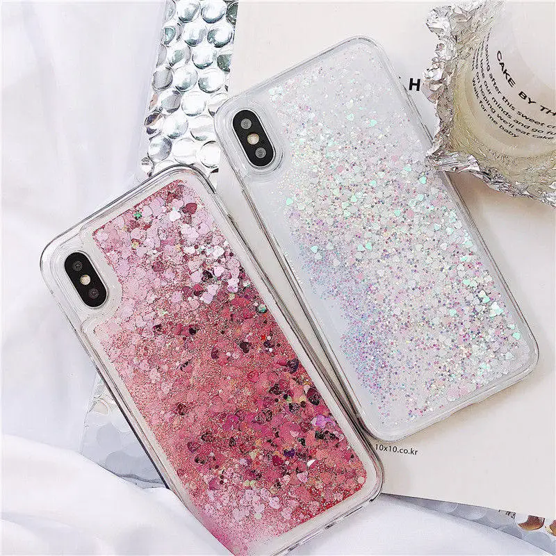 Liquid Quicksand Sand Clear Shell Case For Samsung Galaxy A7 A9 A6 A8 J4 J6 Plus J8 EU Bling Sequins Glitter Dynamic Coque