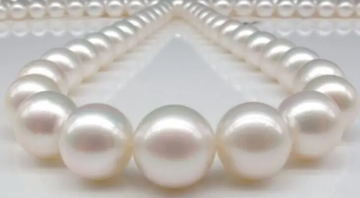 

18"12-15MM GENUINE NATURAL freshwater WHITE ROUND PEARL NECKLACE 925silver