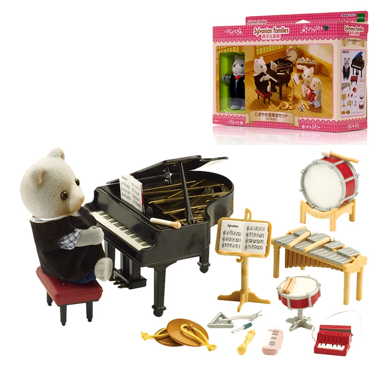 

Sylvanian Families Furry Animal Dollhouse Bear Figure School Music Band Set Girl Kids Gift New