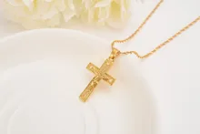 Männer 24 karat Solid Gold GF Kreuz Halsketten Großhandel Kruzifix Anhänger Frauen Schmuck Mode Jesus Dekoration Kleid
