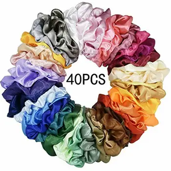 

40/28Pcs Silk Satin Scrunchie Set Women Strong Elastic Hair Bands Ponytail Holder Female Colorful Traceless Elastic Hair Bands