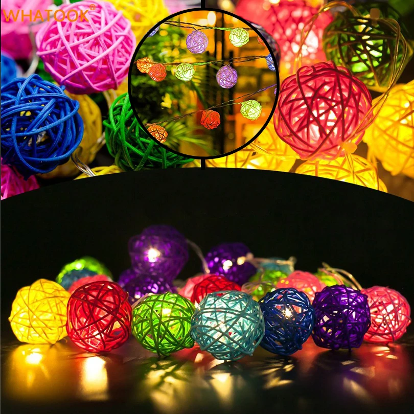 

Rattan Ball Light 5M 20 LED Fairy String Light 220V Christmas Light Battery Power for Garland Pendant Home Festival Party light