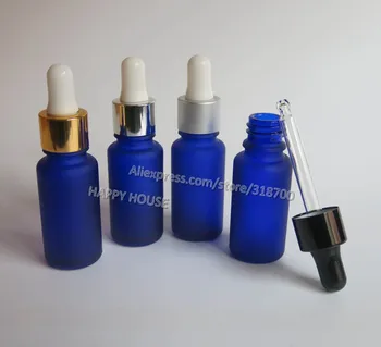 

360 x 15ml Frost Blue Boston Round Glass Bottles with Dropper,Blue Glass Essential Oil Dropper Bottle