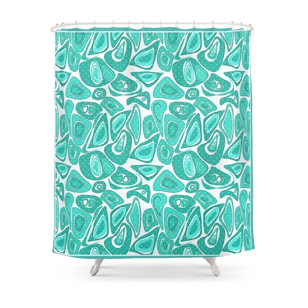 Retro .Turquoise Abstraction . Shower Curtain Waterproof Polyester Eco