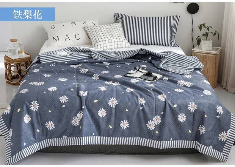 Новое летнее воздухопроницаемое одеяло с милыми цветами, мягкое дышащее одеяло, тонкое Полосатое Клетчатое одеяло, покрывало на кровать