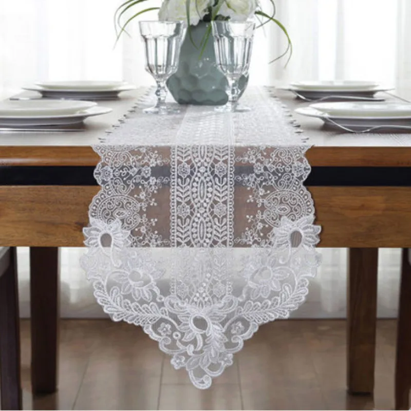 Top Luxury Embroidery lace table runner romantic table runners European