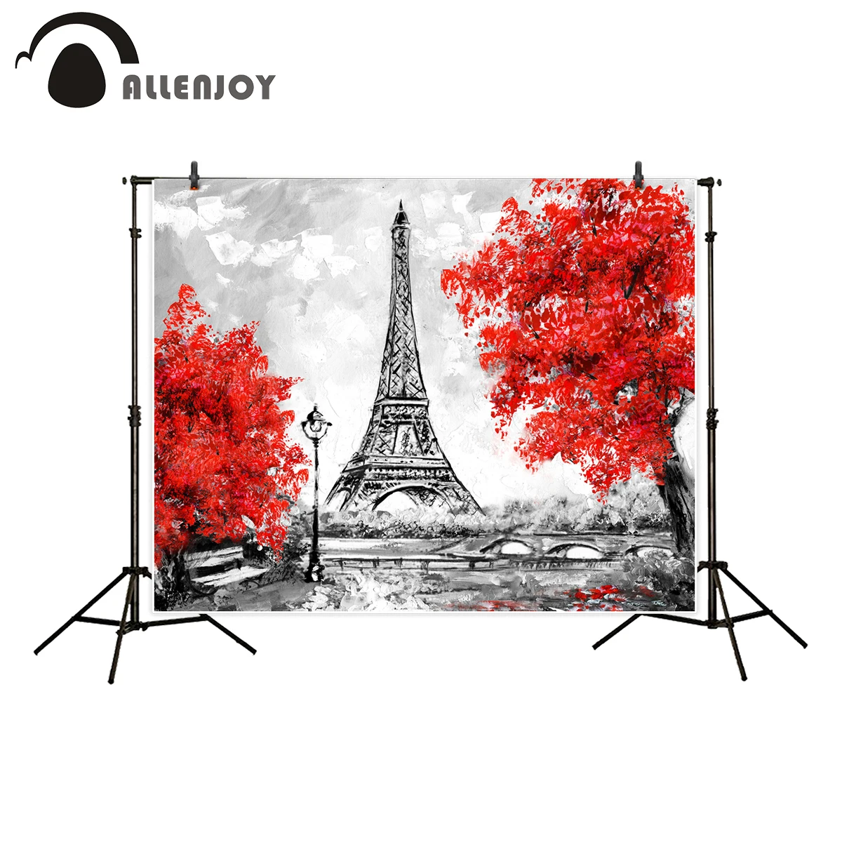 Allenjoy Фотофон с красными деревьями черно-белые пейзажи Парижская башня