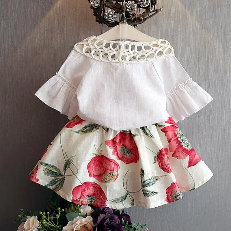 LOVE DD& MM/Одежда для девочек; детская одежда; топы с цветочным принтом+ юбки; Детские простые костюмы; Одежда для девочек