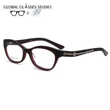 

Women Acetate Glasses Frame Eyewear Eyeglasses Reading Myopia Prescription Lens 1.56 Index 2120-B