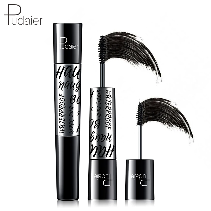 

Pudaier 2 In 1 Black Green Pink Double-head Thick Mascara Waterproof Zoom In Eyes Natural Mascara Facial Professional Eye Makeup