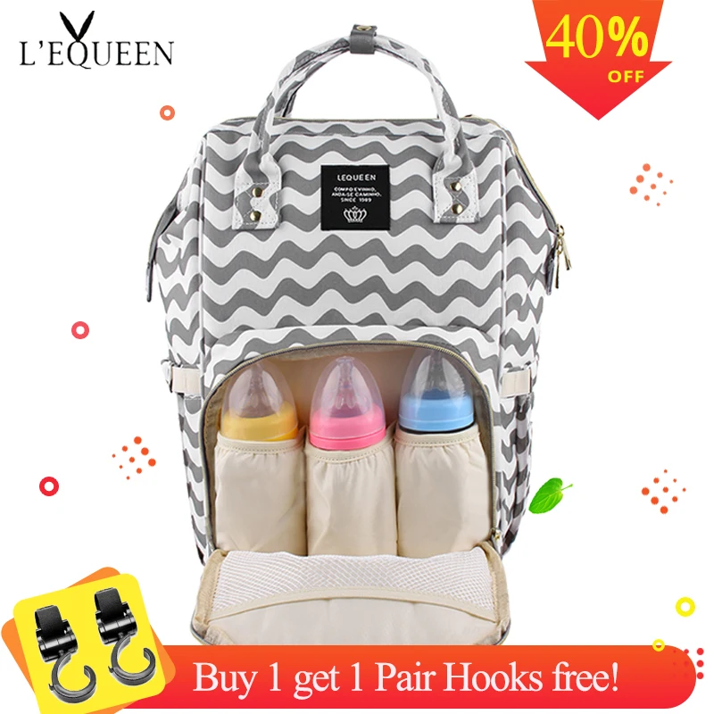 

Fashion Mummy Striped Maternity Nappy Bag Large Capacity Baby Bag Bolsa Maternidade Designer Nursing Bag with Baby Stroller Hook