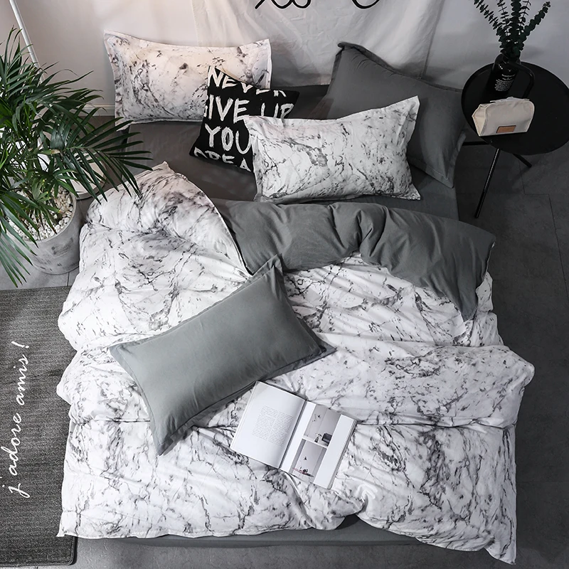 Luxury Bedding Set Duvet Cover Sets 3pcs Marble Super King Size