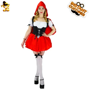 

DSPLAY Cosplay Little Red Riding Hood High Quality Cartoon Costume For Adult Halloween Party Fairy Tales Original Design Outfits