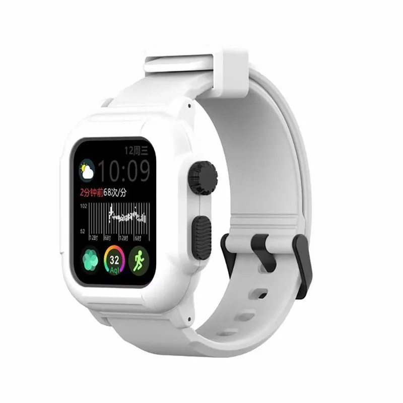 Водонепроницаемый чехол для Apple Watch band 4 iwatch band 42 мм силиконовый ремешок 44 мм 40 мм pulseira браслет умные часы аксессуары петля - Цвет ремешка: 09 White