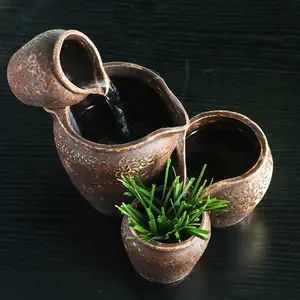 ПЭТ автоматическая система рециркуляции воды фонтан диспенсер, миска для воды кошки пасторальная коричневая Смола кошачья поилка, товары для домашних животных ЕС - изображение