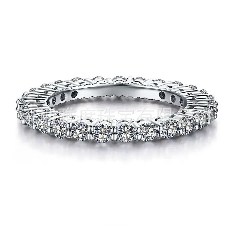 

Full paved Brilliant Diamond Ring Solid 925 Sterling Silver Engagement Ring White Gold Color Prmoise Ring