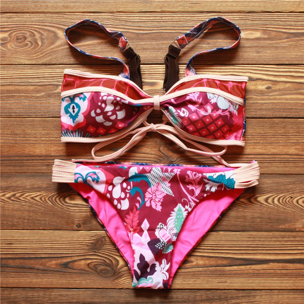 

Bohemia Style Bikinis For Women 2017 New Bandage Bikini Set Swimming Suit Women Bathing Suits Summer Swimsuit Swimwear J006