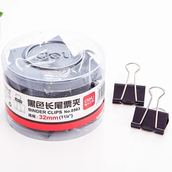 

famous brand deli 8563 black long tail clips dovetail purse clip paper clip 32mm binder clips