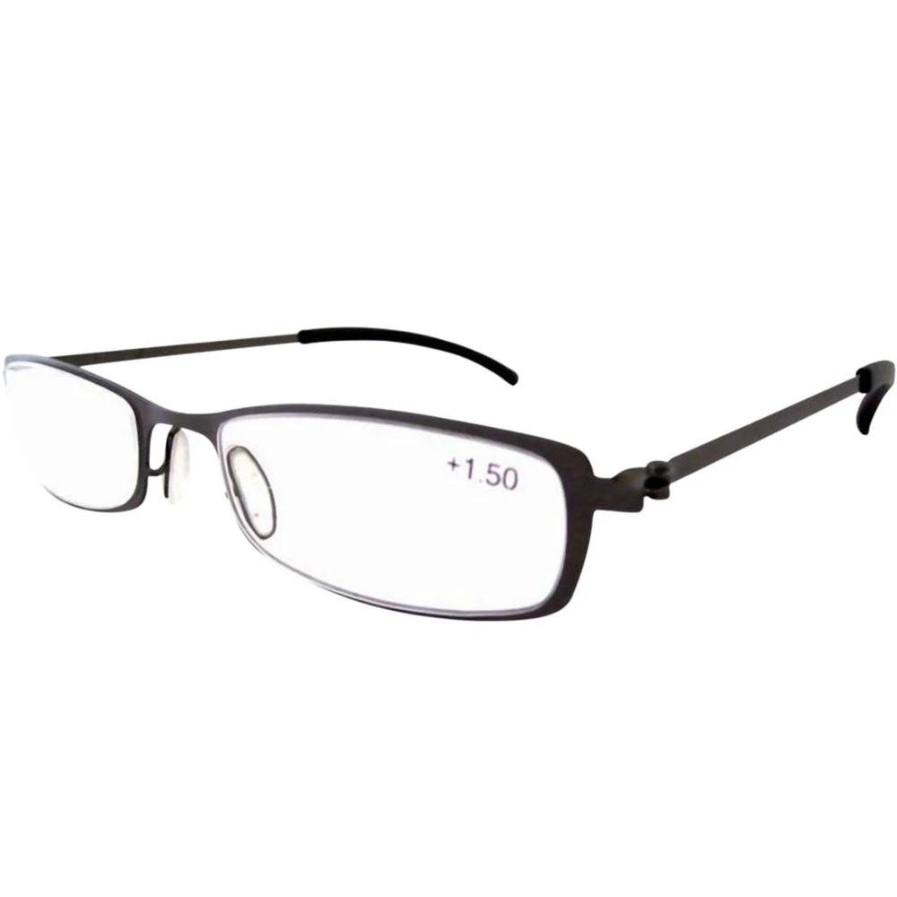 R12019 Stainless Steel Frame Rubber Temple Tips Reading Glasses W/Case