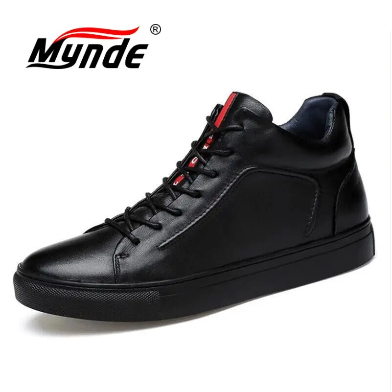 

Mynde Big Size 36-48 Men Shoes High Quality Split Leather Men Ankle Boots Black Snow Boots Winter Men Boots Warm Shoes With Fur