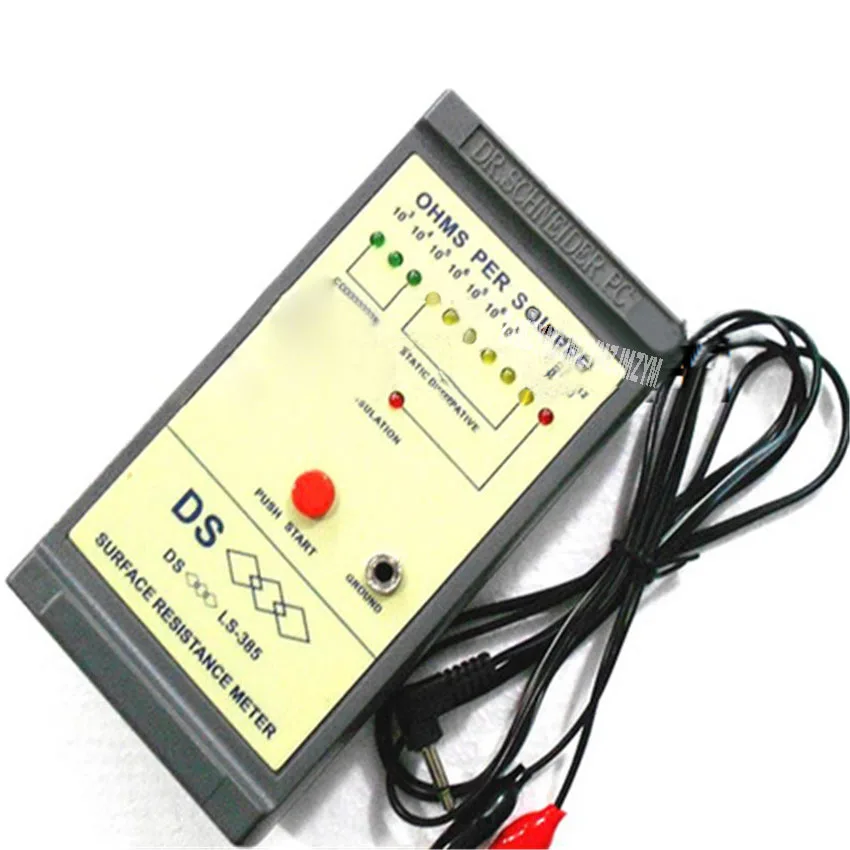 

New Arrival DS Surface Resistance Tester LS-385 LED Anti-static Pad Tester Human Body Tester 5 to 49 Degrees Celsius 3.16*10n