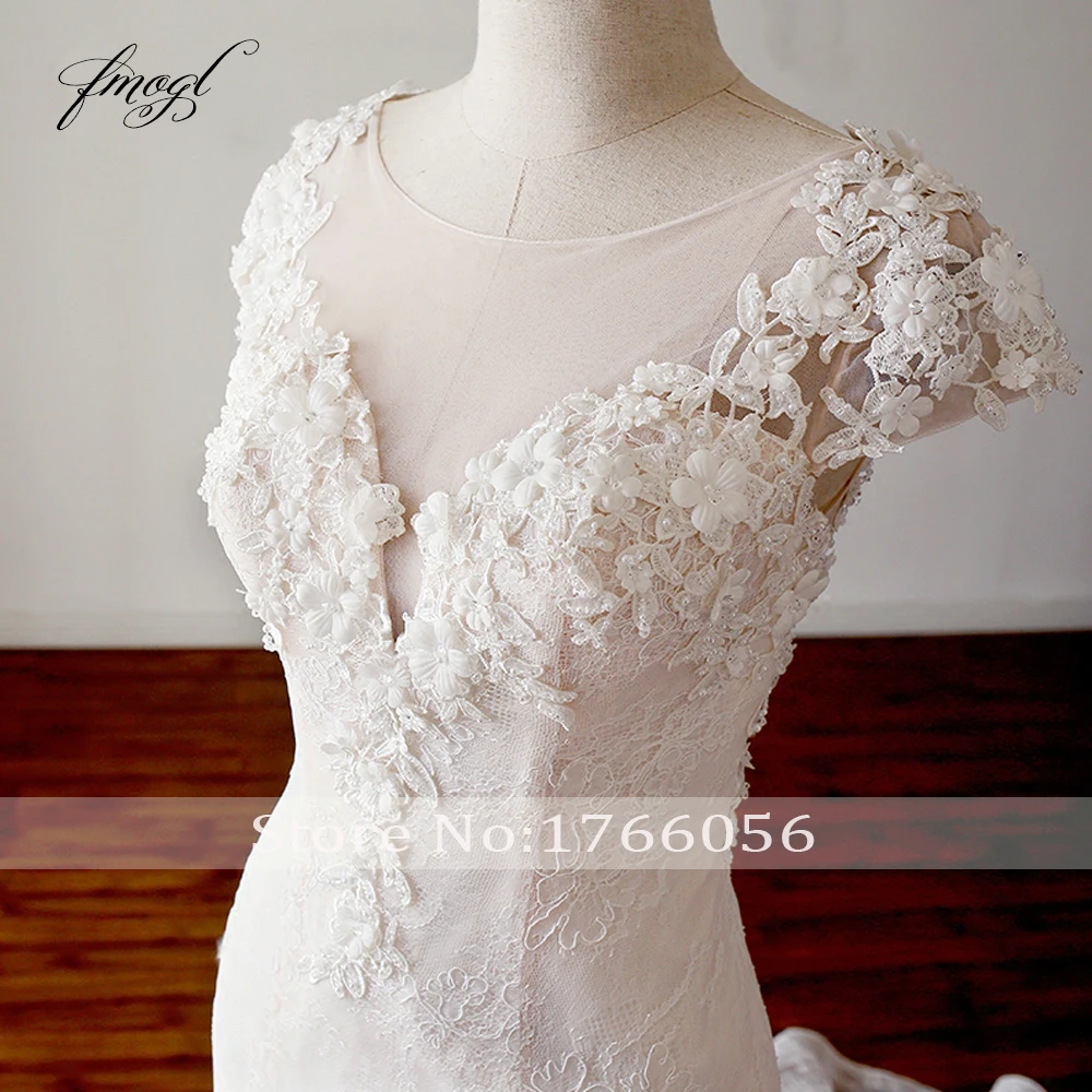 Fmogl Robe De Mariee кружевные свадебные платья русалки с рукавами-крылышками, с аппликацией цветной бисер винтажное свадебное платье большого размера