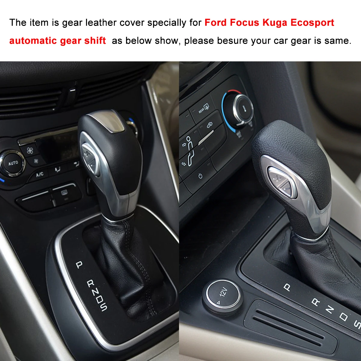 Чехол-редуктор для Ford Focus KUGA, автоматический рычаг переключения передач, Ручное шитье, автостайлинг, сделай сам, чехол для переключения передач, натуральная кожа, черный цвет