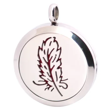 

10pcs Feather Aromatherapy Essential Oil Surgical Stainless Steel Pendant Necklace Perfume Diffuser Locket with Felt Pdas