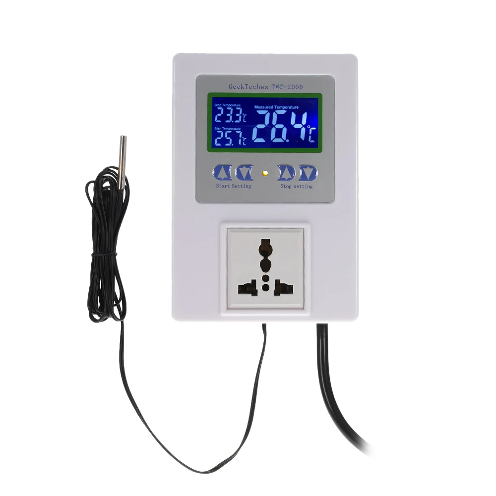 

LCD Digital Intelligent Pre-wired Temperature Controller Outlet with Sensor Thermostat Heating Cooling Control Switch