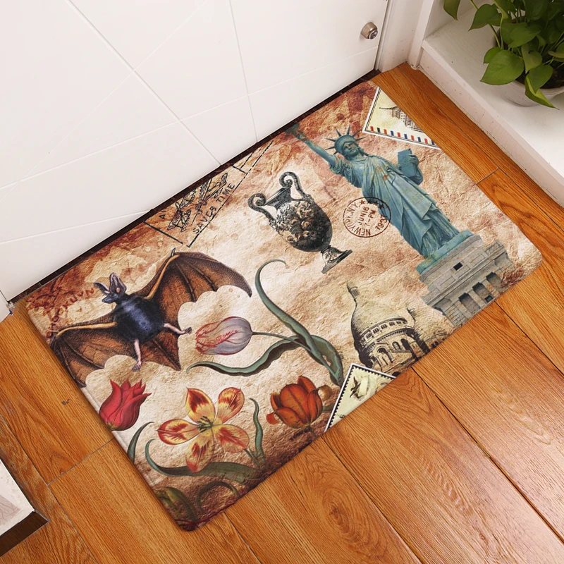 2017 New Doormat Carpets Retro Butterfly Flowers Print Mats Floor