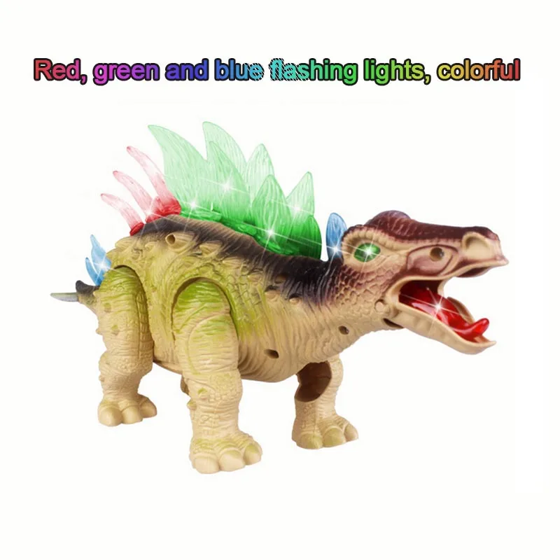 Юрский Мир электронный игрушечный динозавр мультяшная модель животных игрушка динозавр Развивающие игрушки для детей может ходить звук мигает подарки - Цвет: Stegosaurus