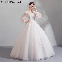 SOCCI Vestido De Novia розовый свадебное платье 2019 новый роскошный вышитые бисером платья невесты органзы с вышивкой плюс размеры брак