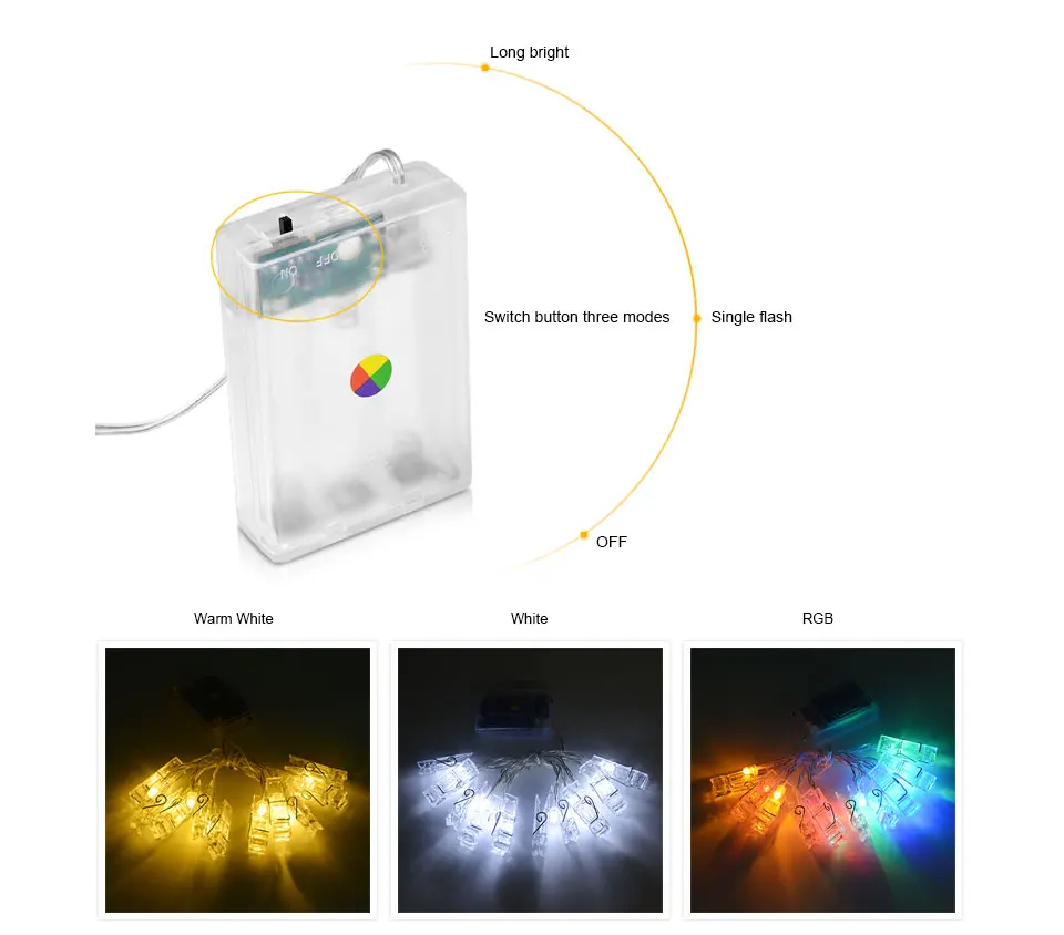 AIMENGTE 3xAA Питание от батареи 1 метр 10LED 2 метра 20LED клип гирлянды Крытый Открытый Декоративная веревка для вечерние/день рождения